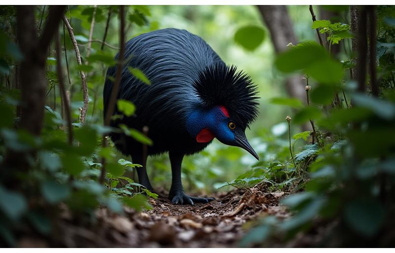 Southern Cassowary foraging in the Daintree rainforest